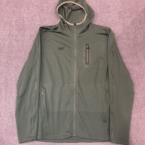 Ten Thousand Over Zip Hoodie Men’s Large Green Full Zip Hooded Waffle Tech